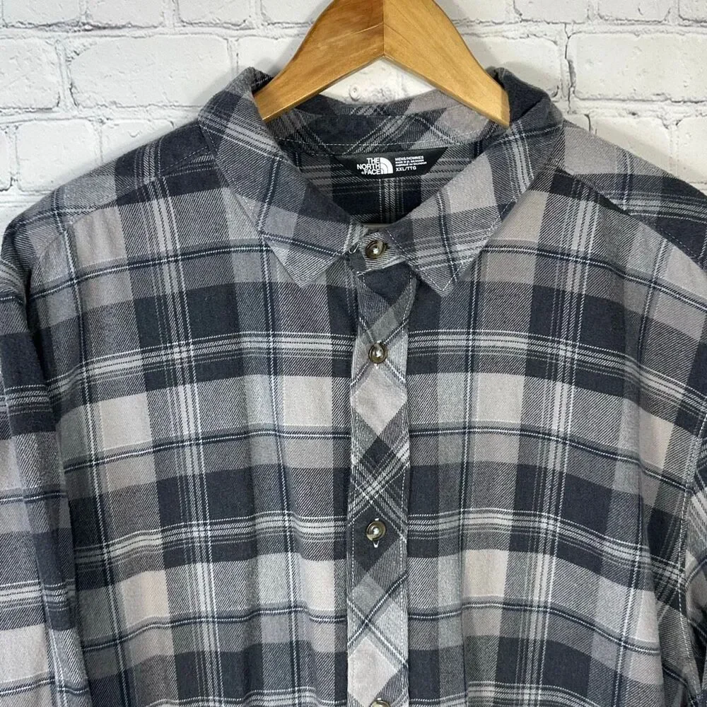 The North‎ Face Flannel Shirt Mens XXL Gray Black Plaid